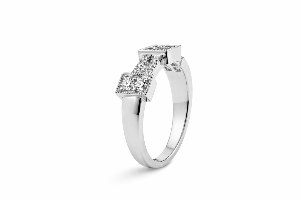 Triple Square Diamond Link Ring