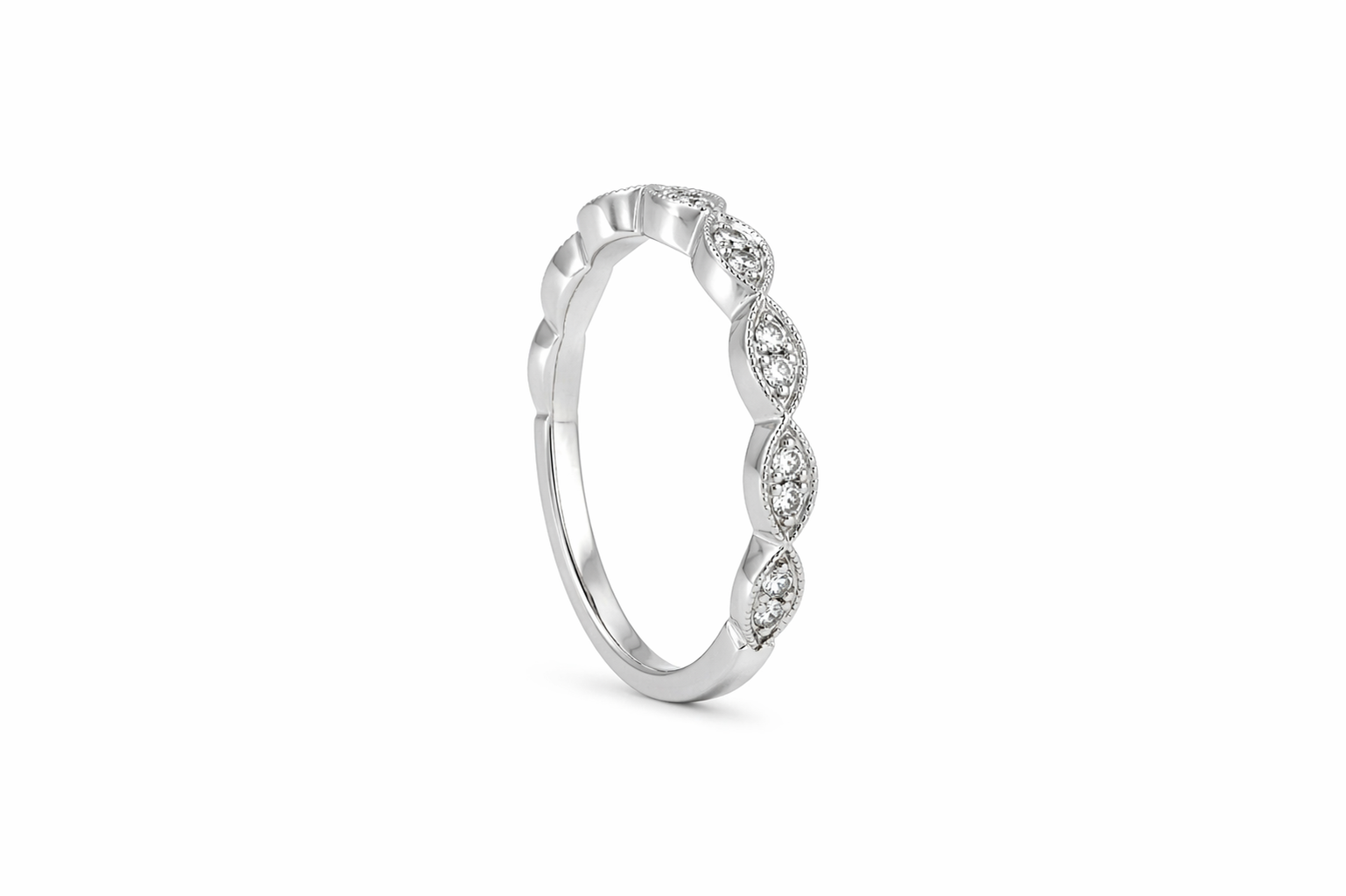 Vintage Marquise Diamond Milgrain Band Ring