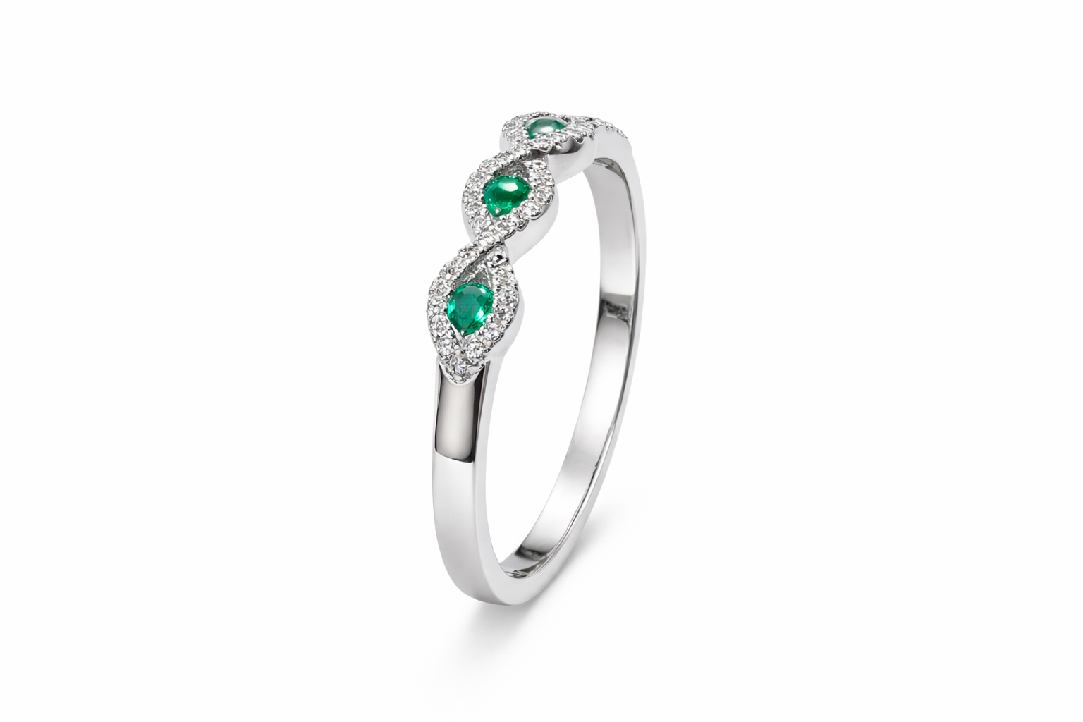 Verdelle Emerald & Diamond Infinity Ring