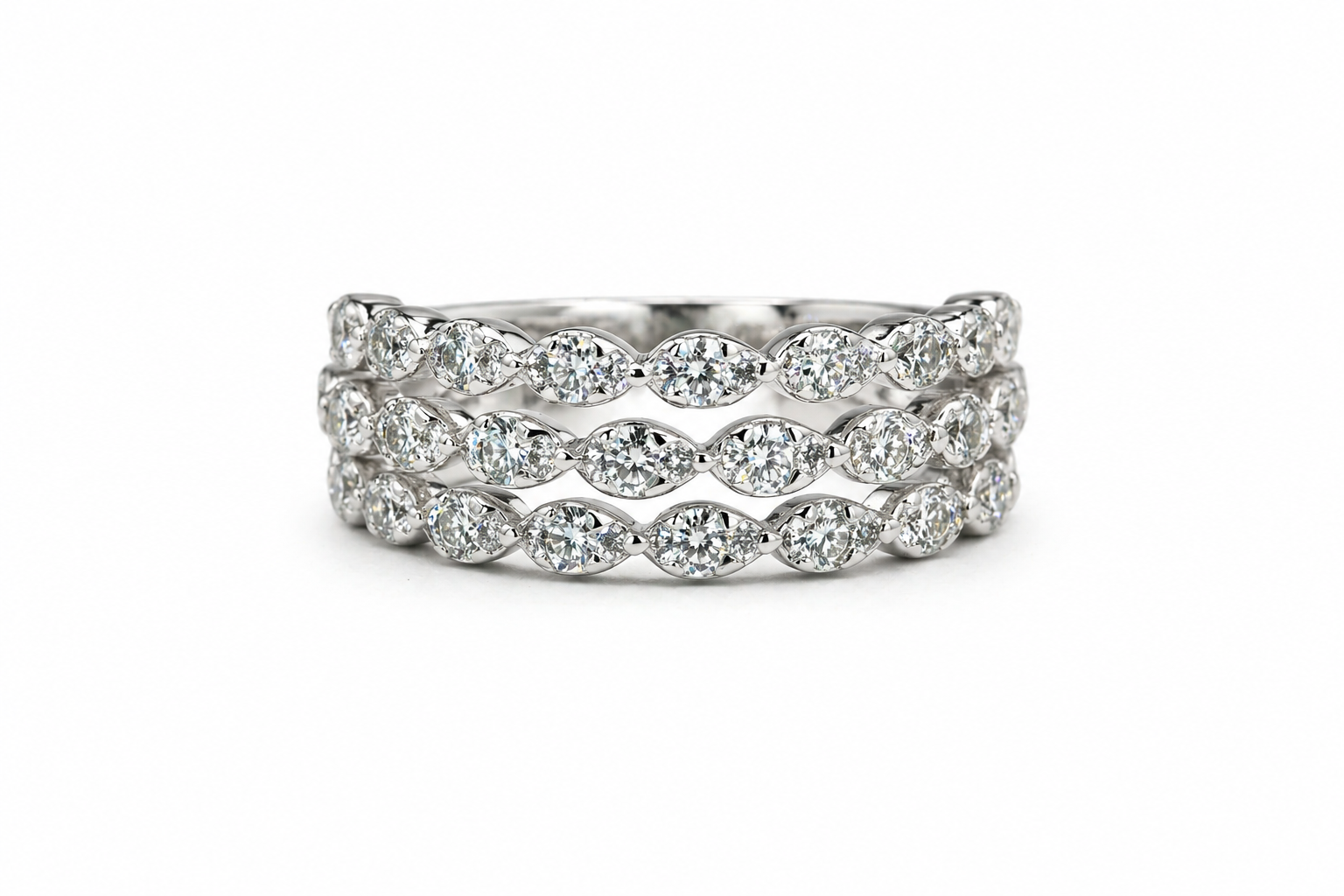 Triple Row Marquise Illusion Diamond Band