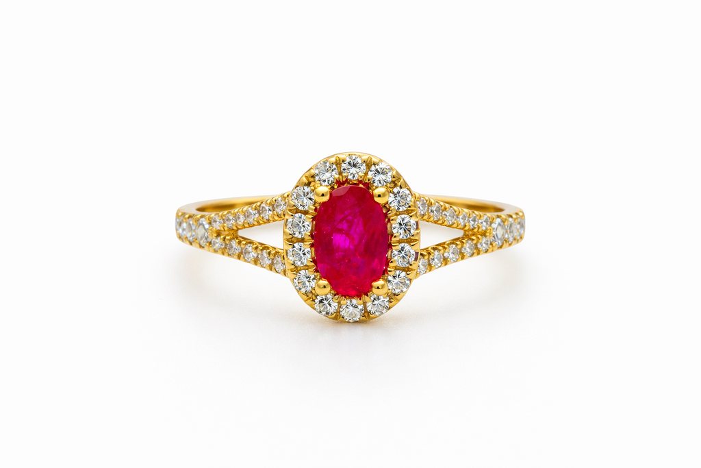 Roselle Split-Shank Ruby & Diamond Ring