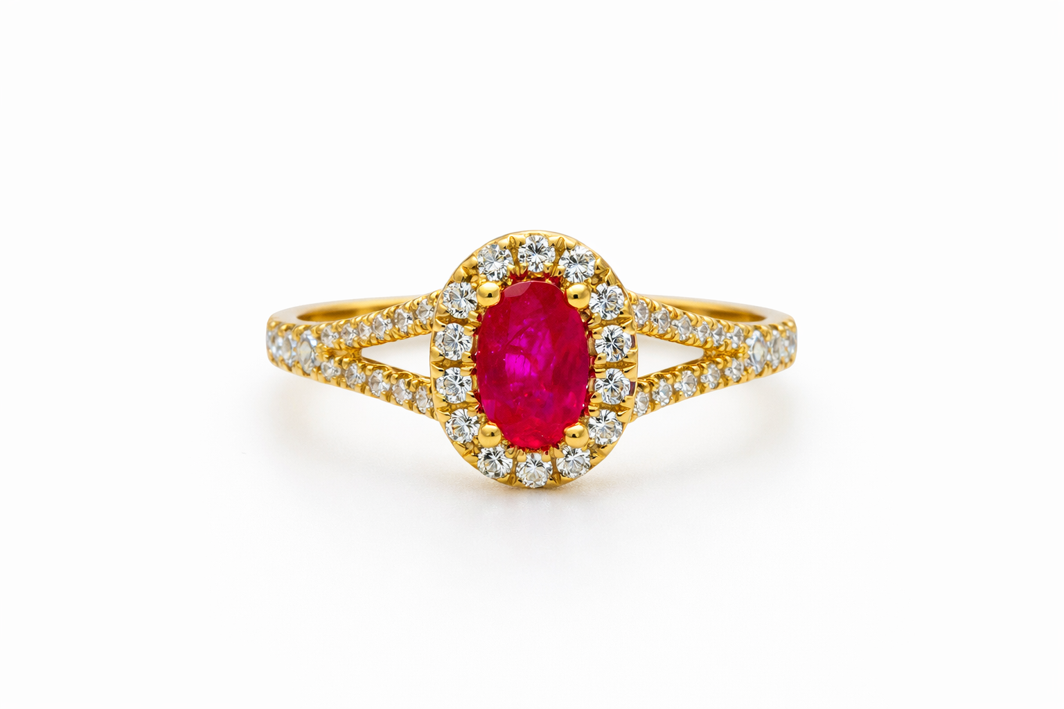 Roselle Split-Shank Ruby & Diamond Ring