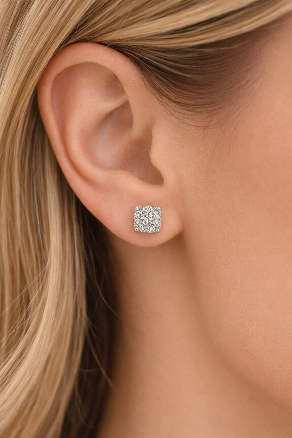 Celeste Halo Diamond Stud Earrings