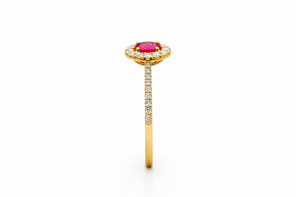 The Roselle Ruby Halo Ring