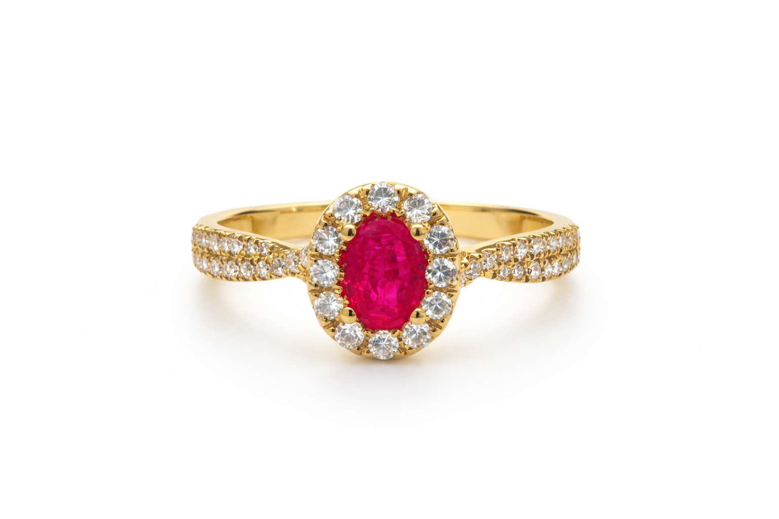 Roselle Classic Ruby Halo Ring