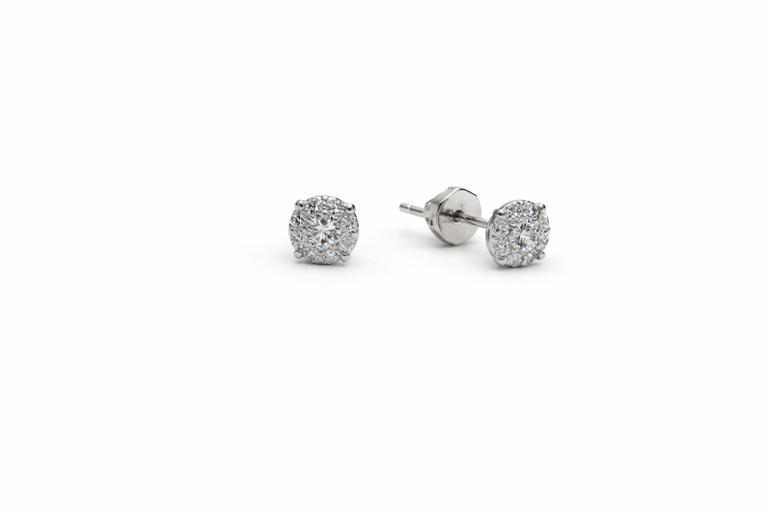 Elara Halo Diamond Stud Earrings