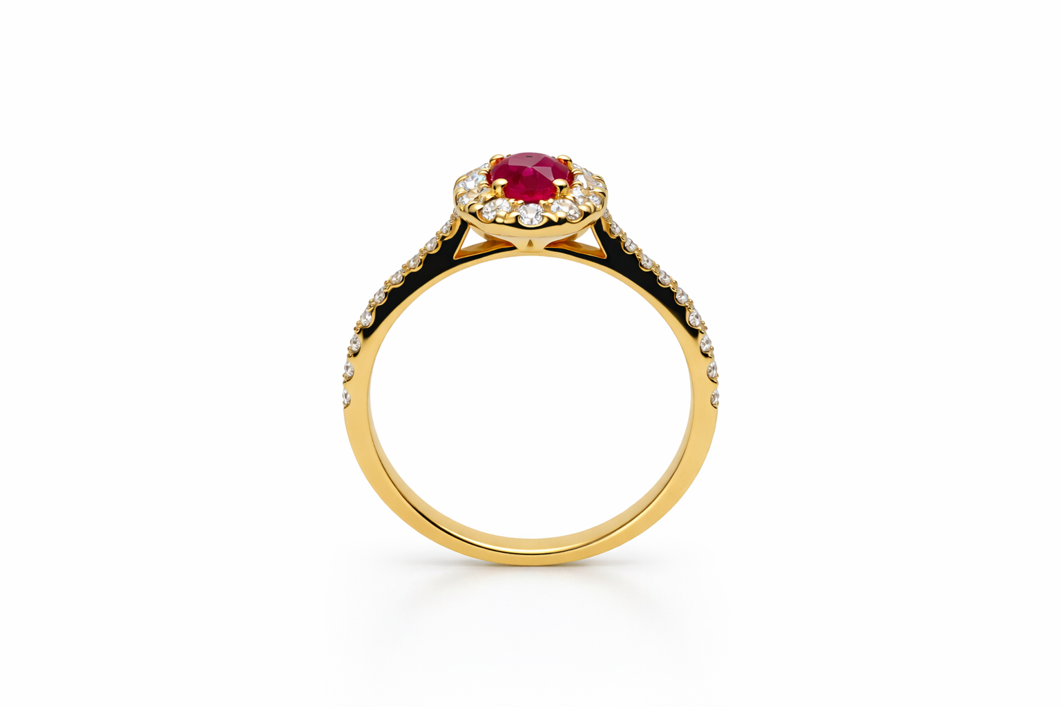 The Roselle Ruby Halo Ring