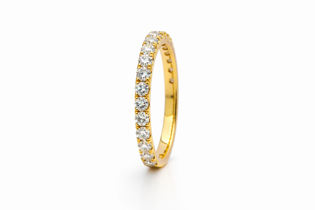18K Yellow Gold Pavé Diamond Stackable Ring