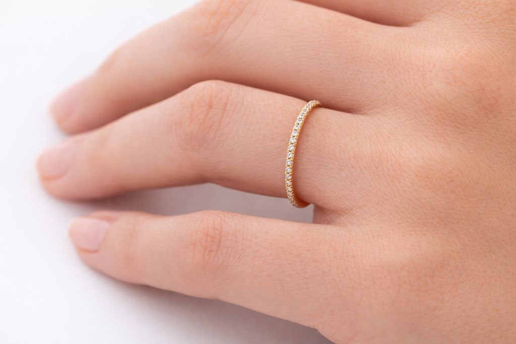 18K Yellow Gold Diamond Micro Pavé Band