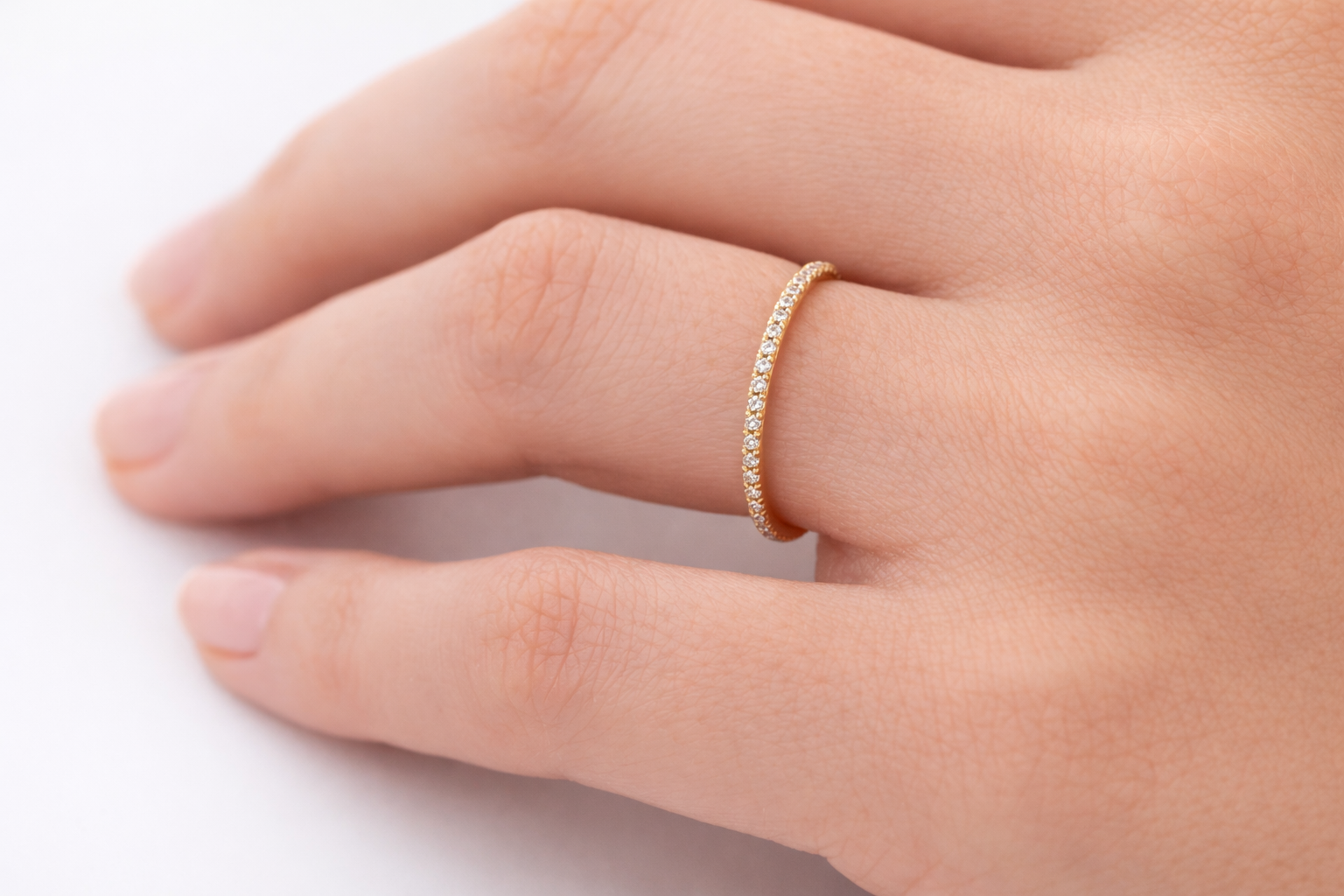 18K Yellow Gold Diamond Micro Pavé Band