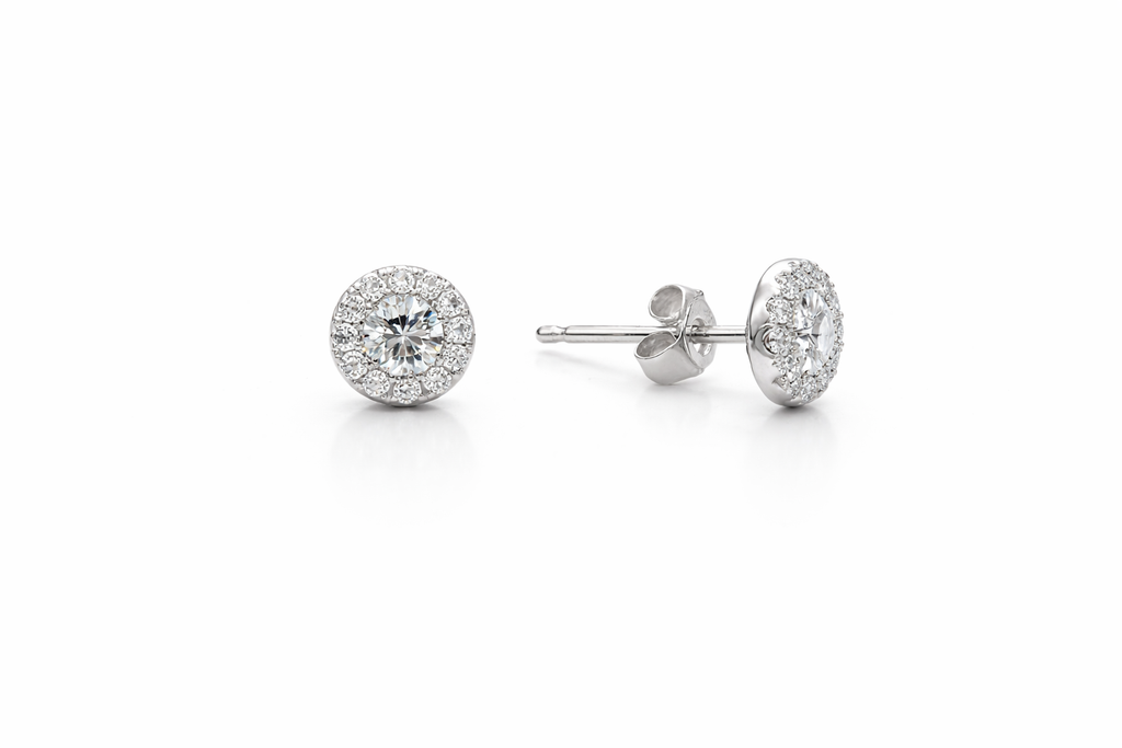 Classic Halo Diamond Stud Earrings
