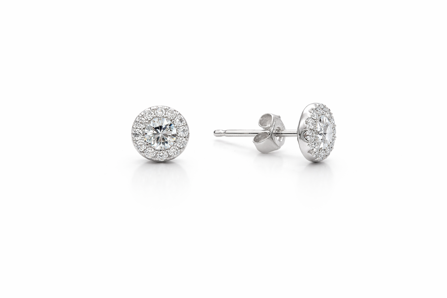 Classic Halo Diamond Stud Earrings
