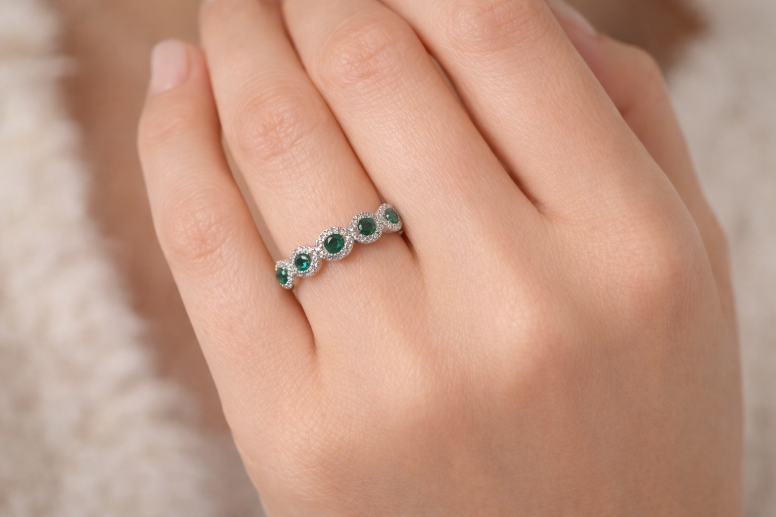 Verdelle Emerald & Diamond Infinity Ring