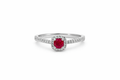 18K White Gold Ruby & Diamond Halo Engagement Ring