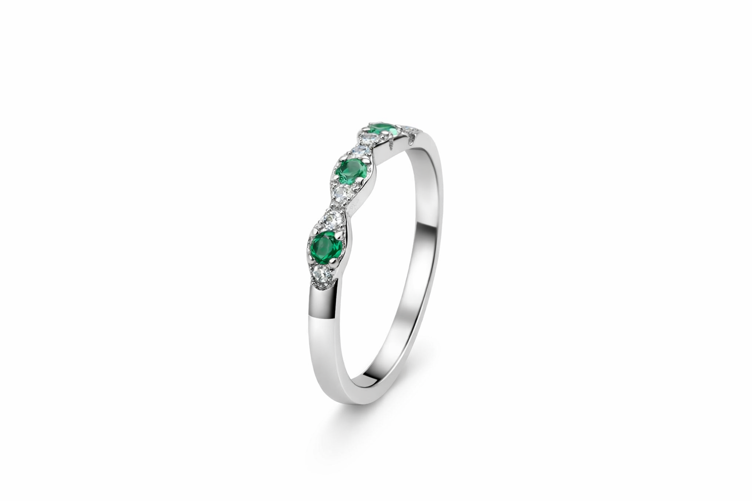 Verdelle Emerald & Diamond Wave Ring