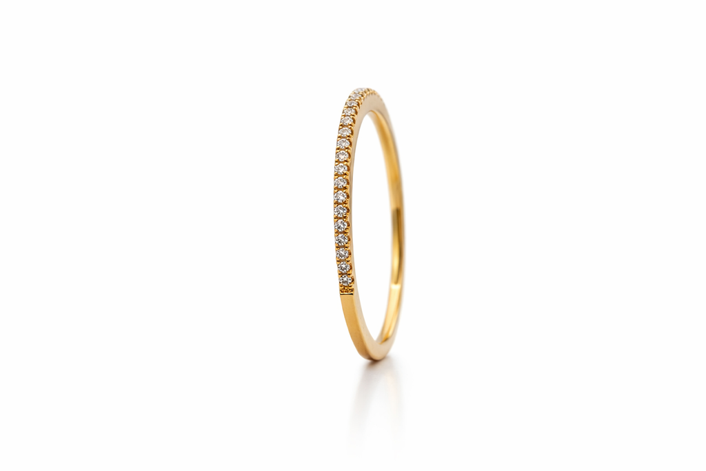 18K Yellow Gold Diamond Half Eternity Stackable Ring