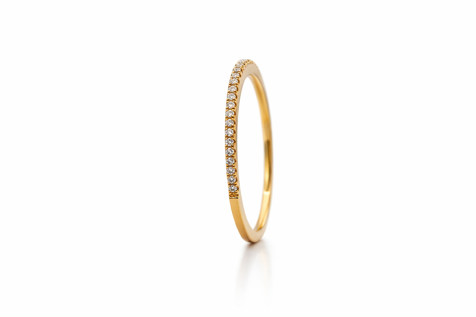 18K Yellow Gold Diamond Half Eternity Stackable Ring