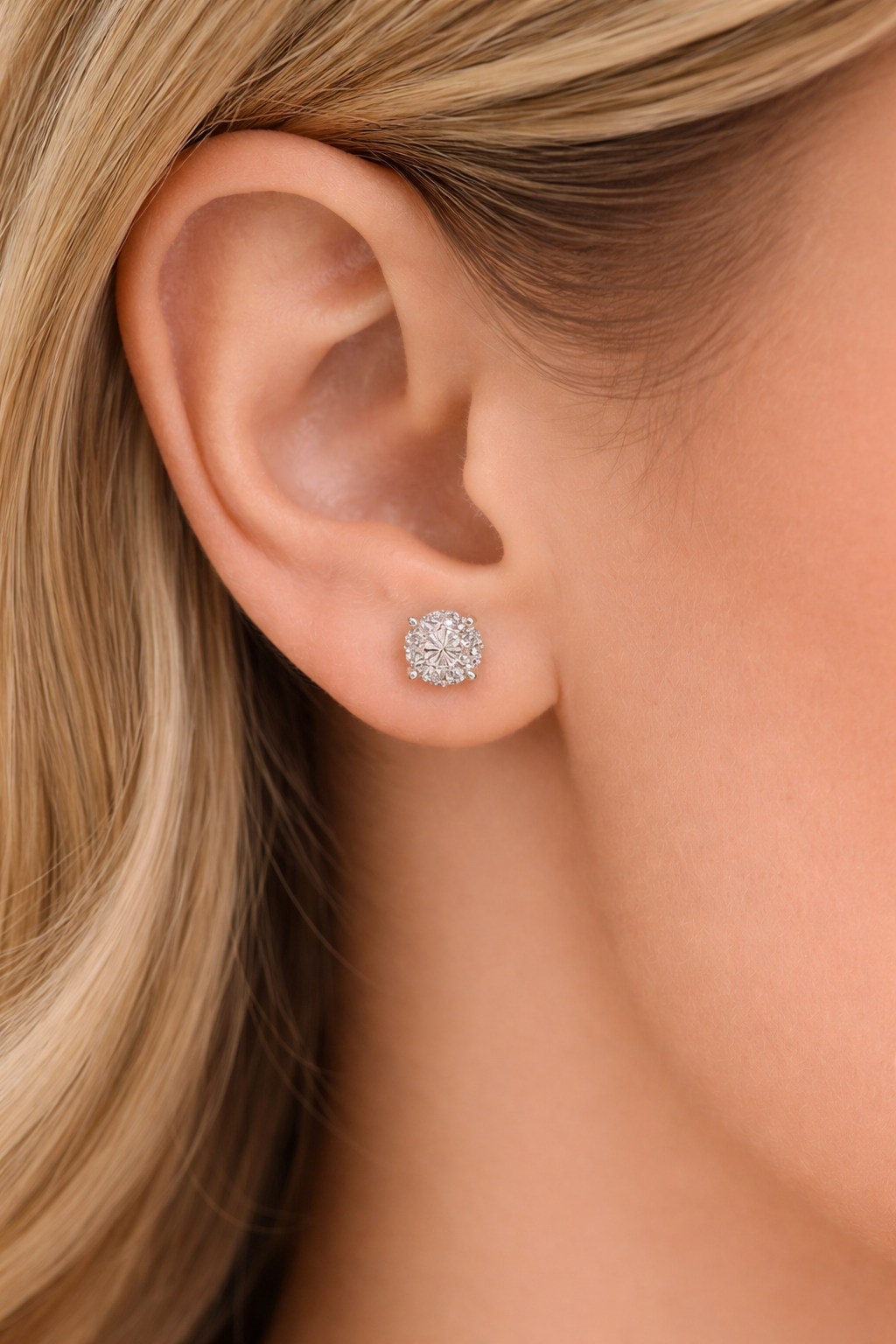 Amara Halo Diamond Stud Earrings