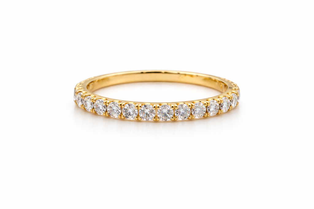 18K Yellow Gold Pavé Diamond Stackable Ring