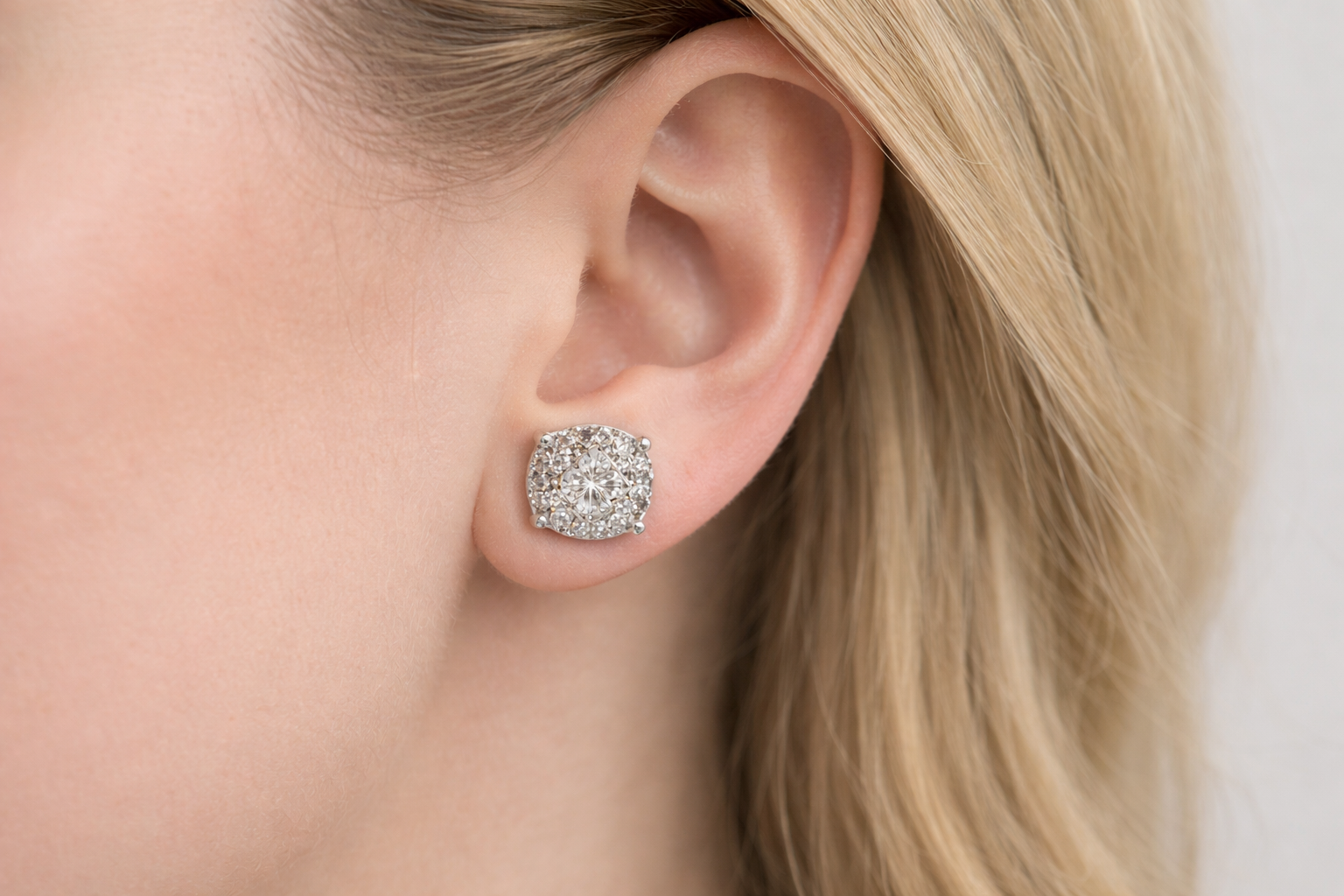 Vintage Cushion Halo Diamond Stud Earrings