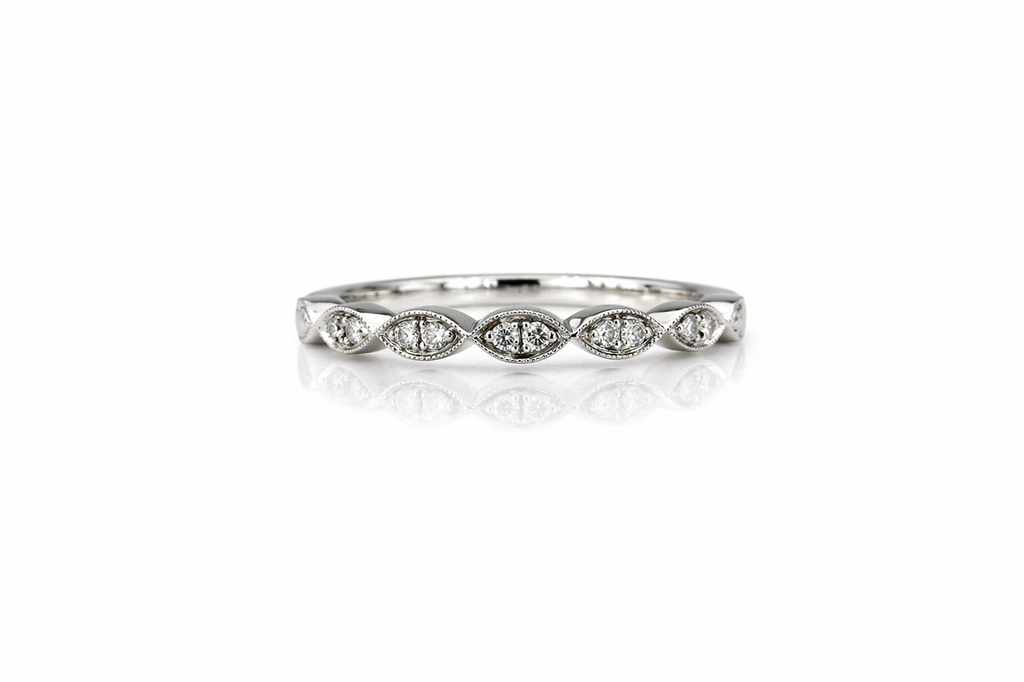 Vintage Marquise Diamond Milgrain Band Ring