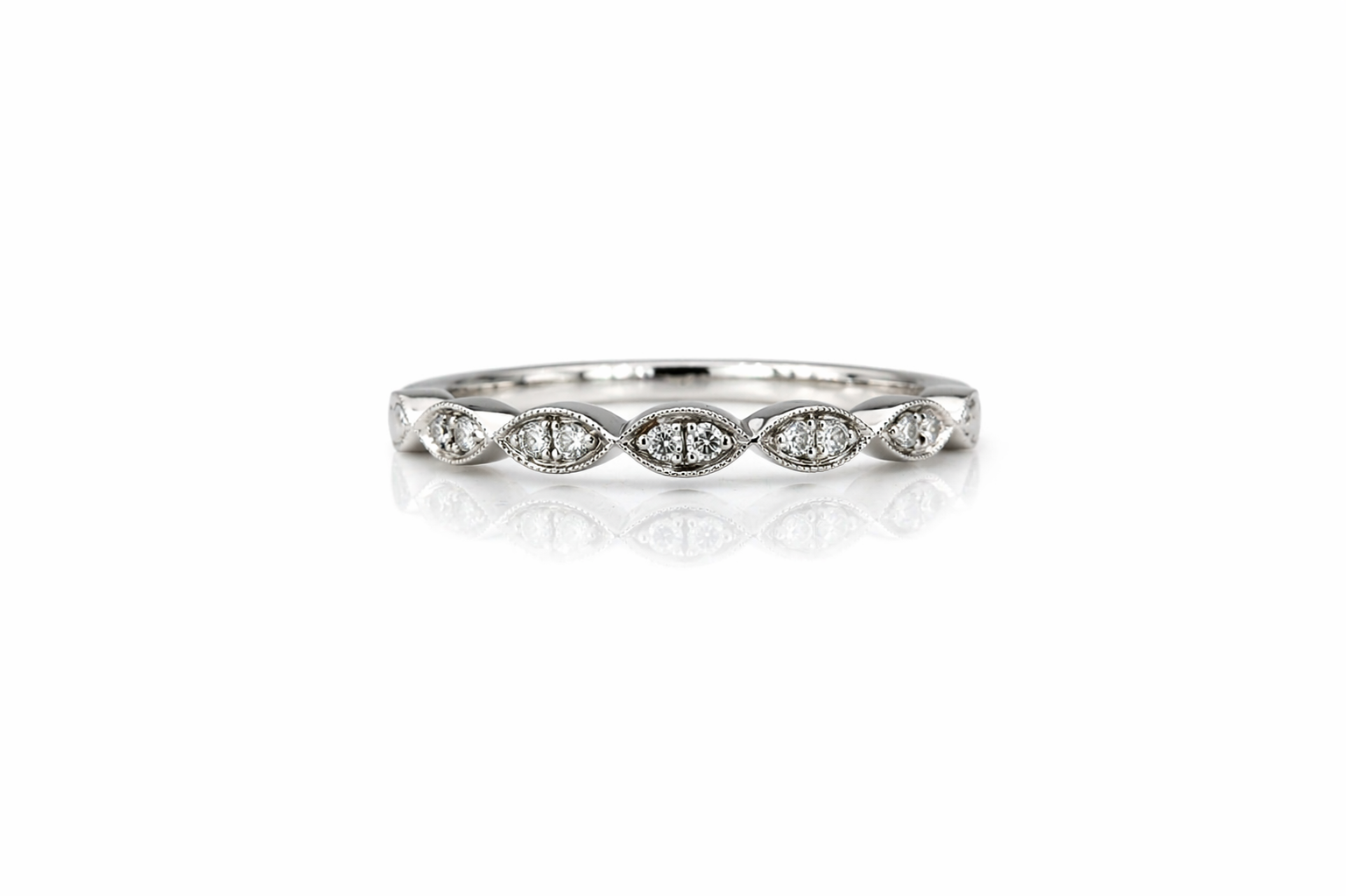 Vintage Marquise Diamond Milgrain Band Ring