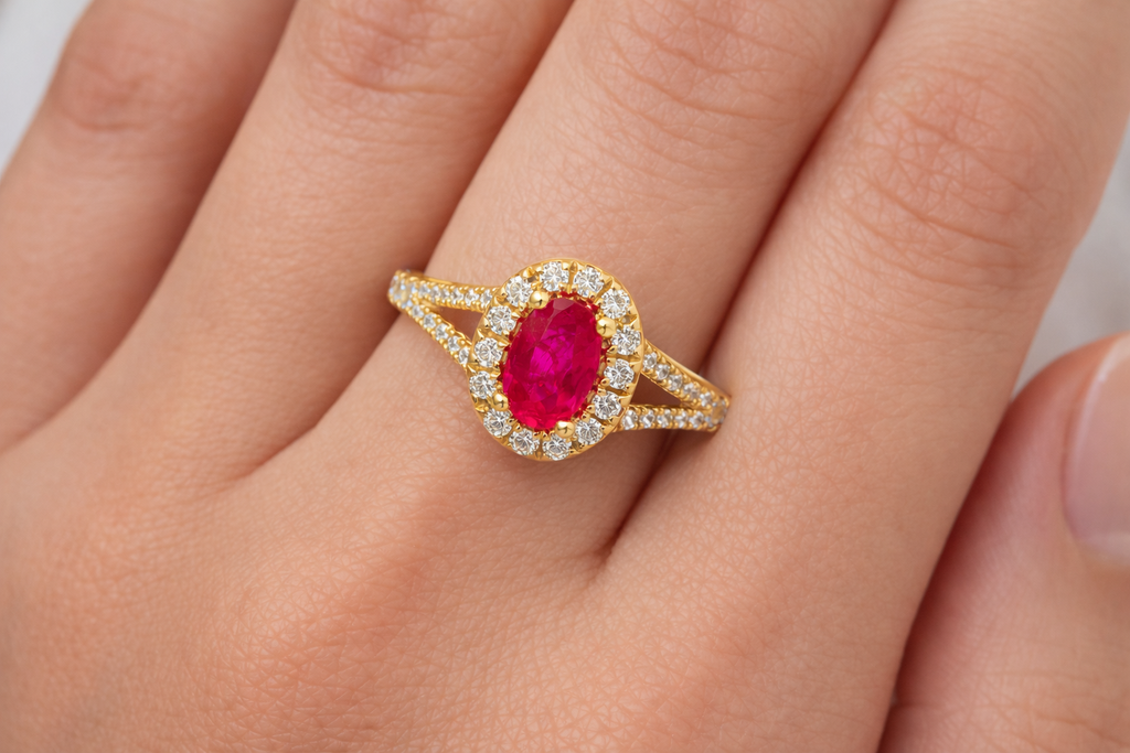 Roselle Split-Shank Ruby & Diamond Ring