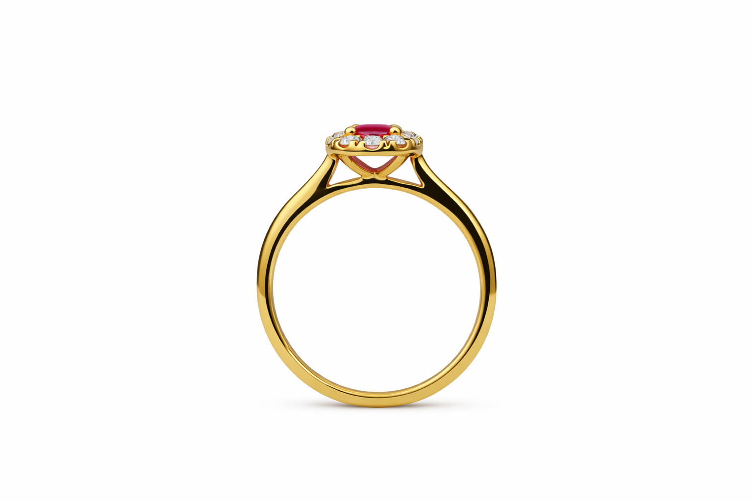 Roselle Petite Ruby & Diamond Halo Ring