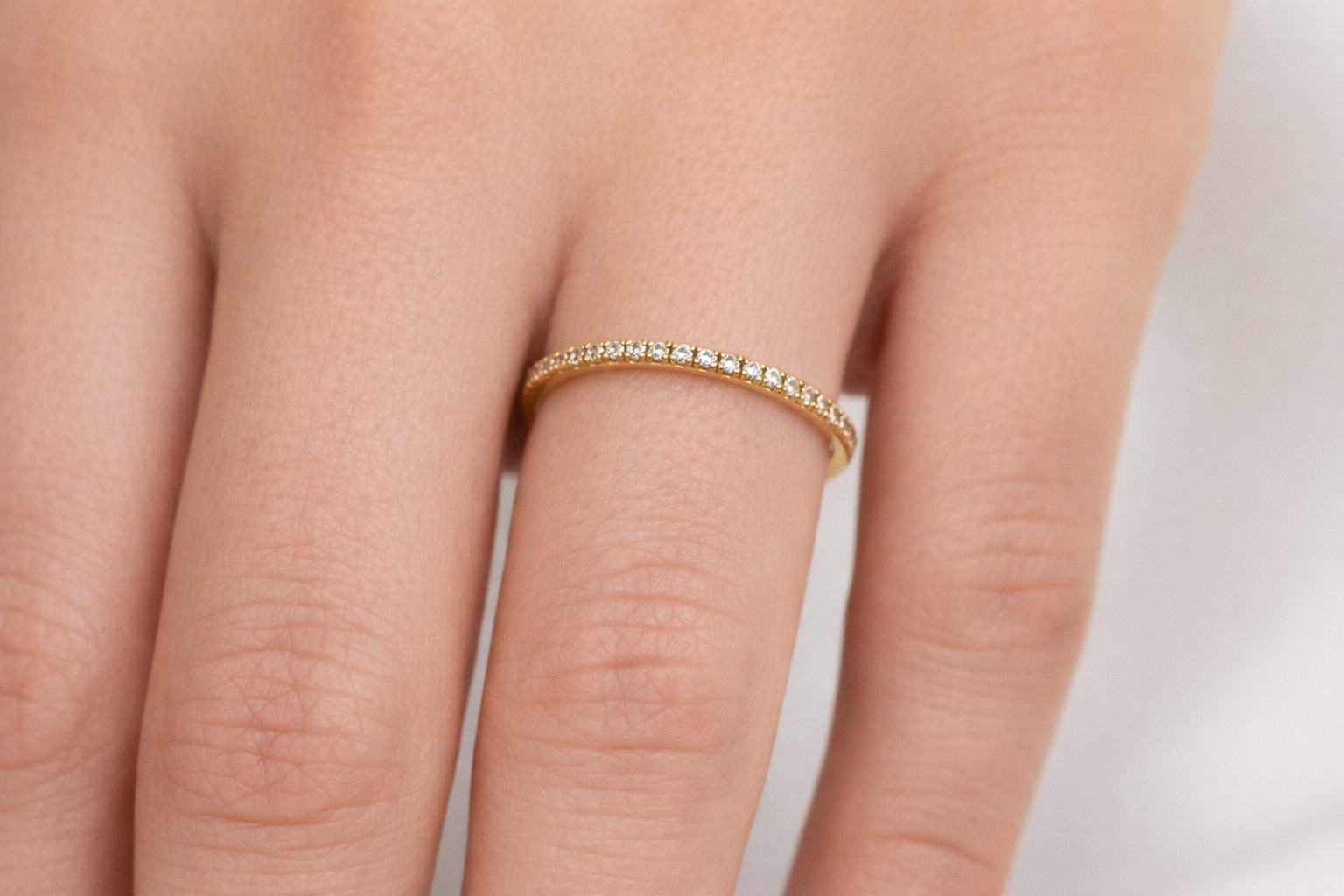 18K Yellow Gold Diamond Half Eternity Stackable Ring