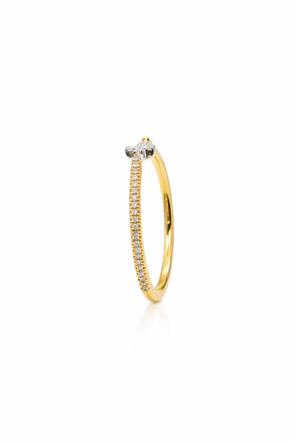 18K Yellow Gold Diamond Cross Ring