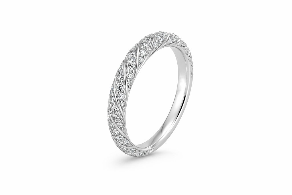 Twisted Pavé Diamond Wave Band Ring