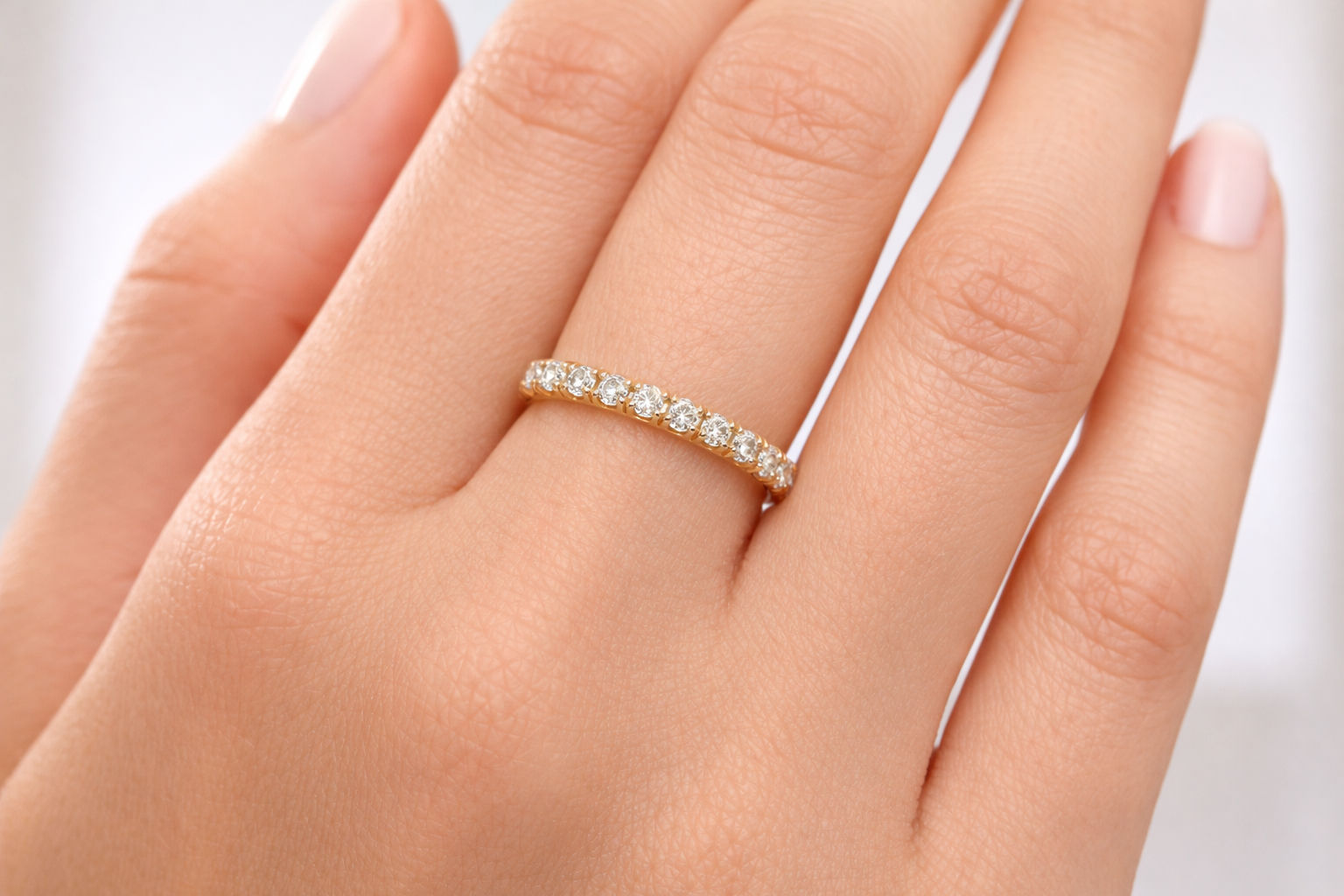18K Yellow Gold Pavé Diamond Stackable Ring