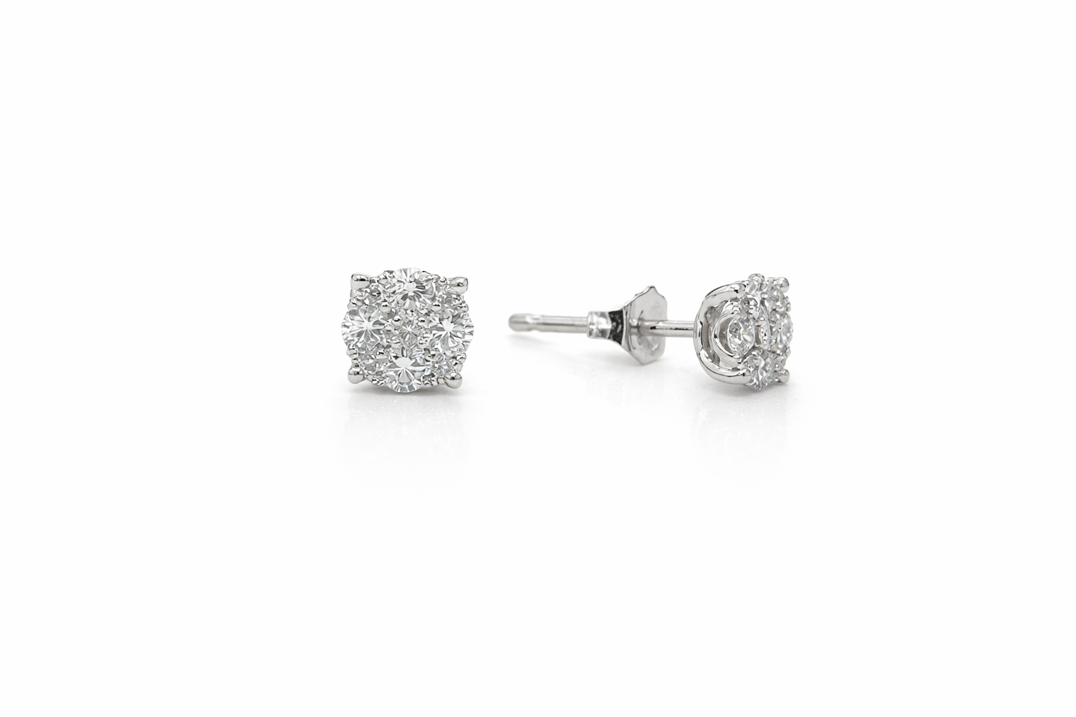 Rosette Cluster Diamond Stud Earrings