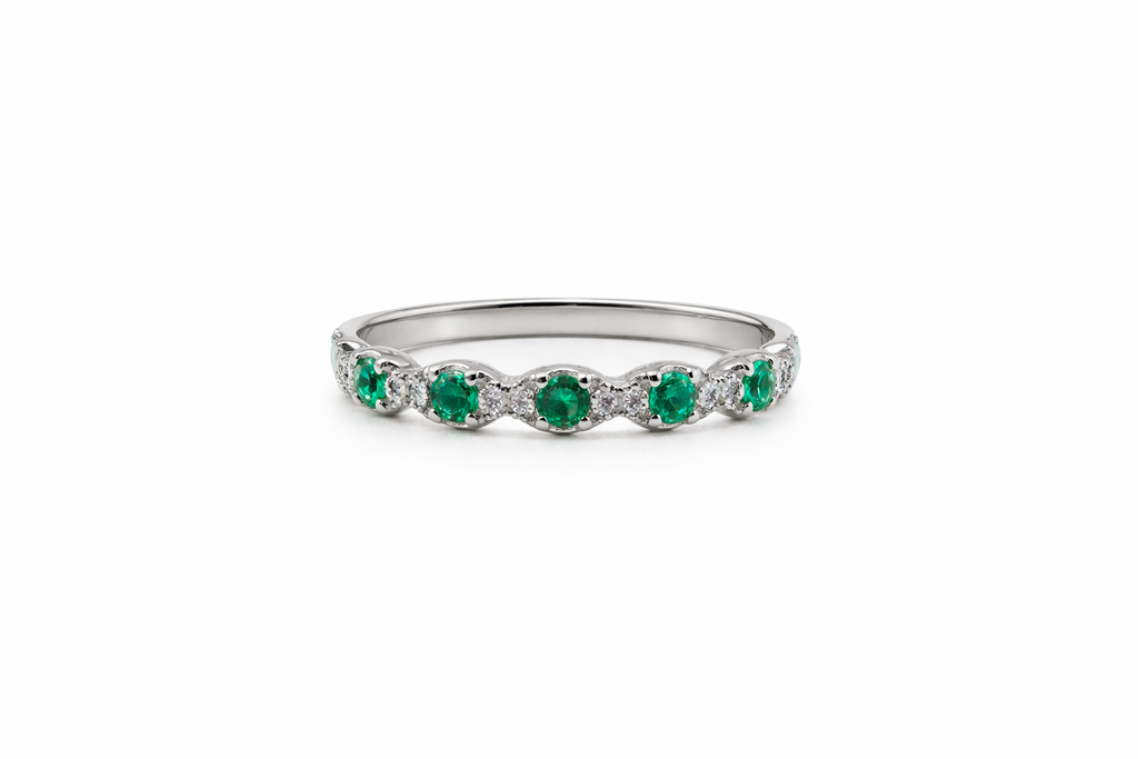 Verdelle Emerald & Diamond Wave Ring