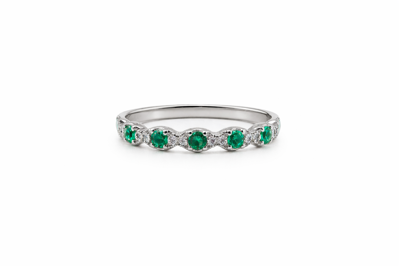 Verdelle Emerald & Diamond Wave Ring