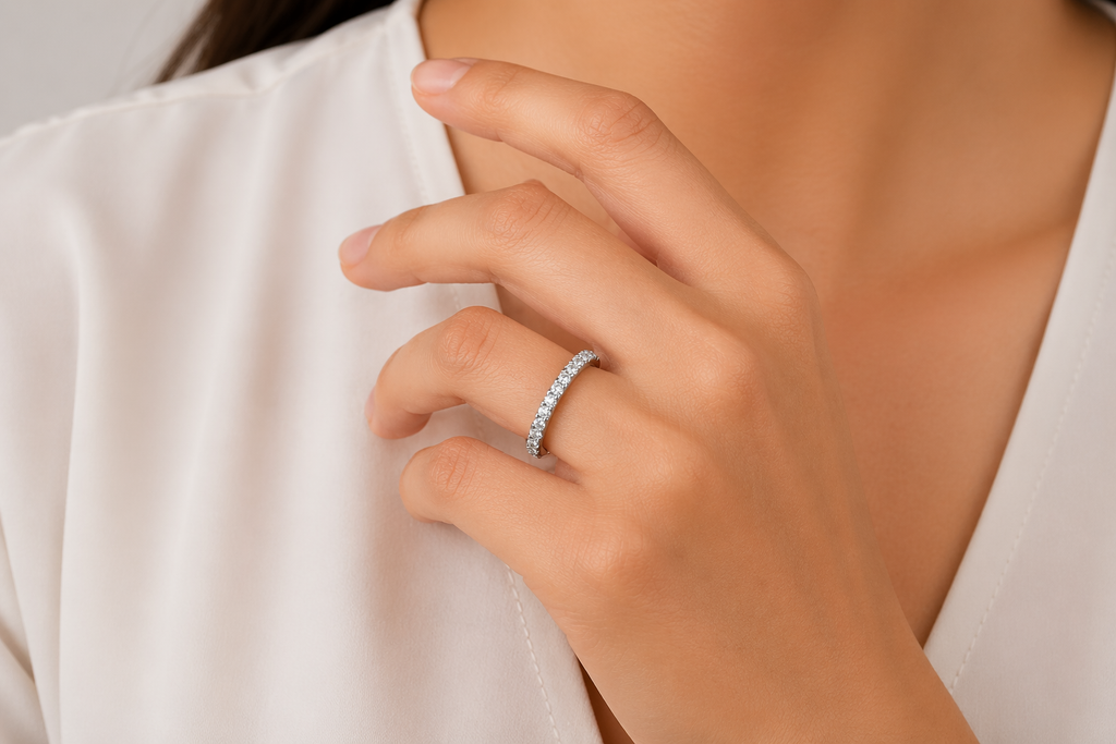 Delicate Pavé Diamond Half Eternity Ring