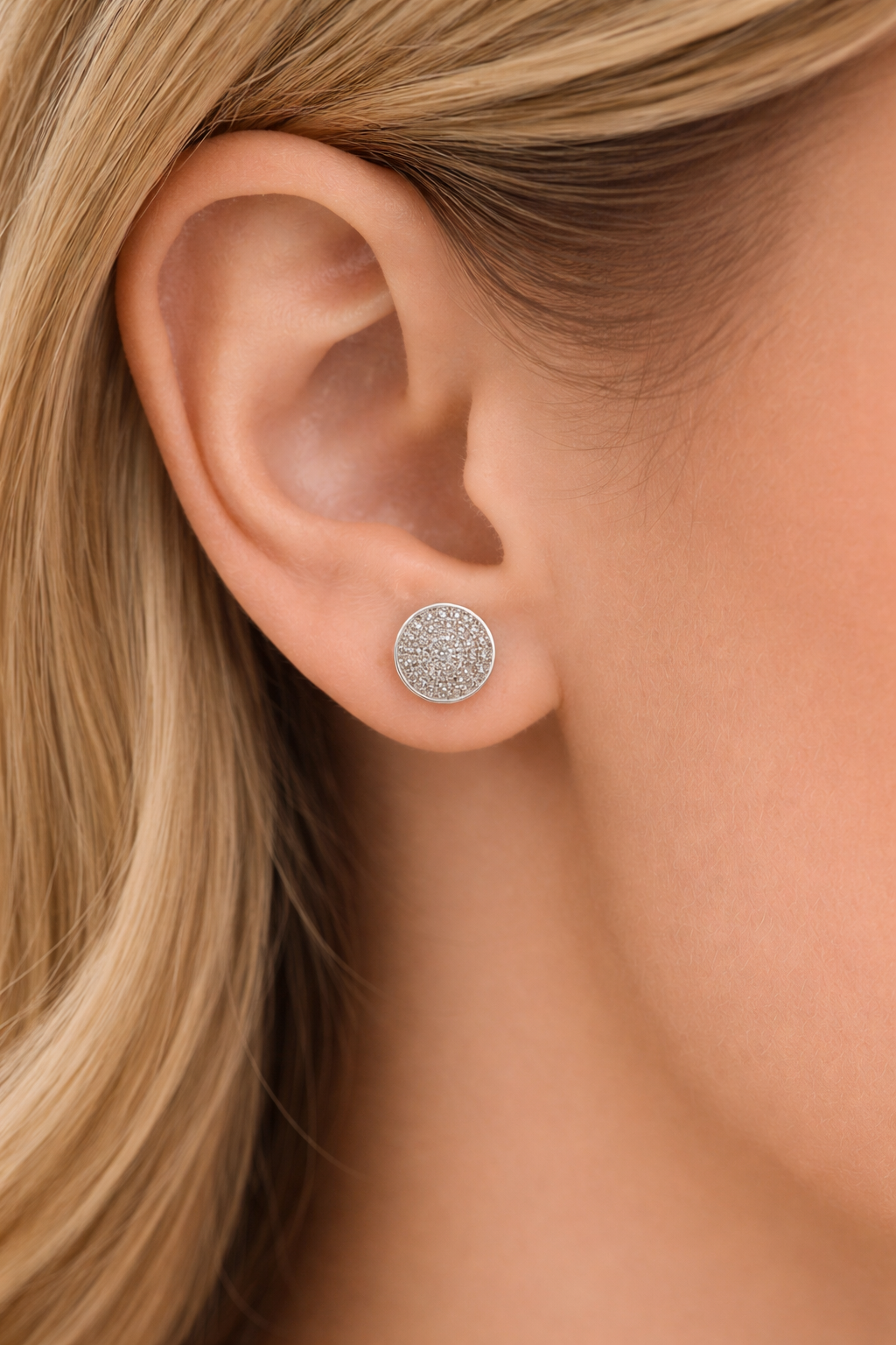 Luna Pavé Diamond Disc Stud Earrings