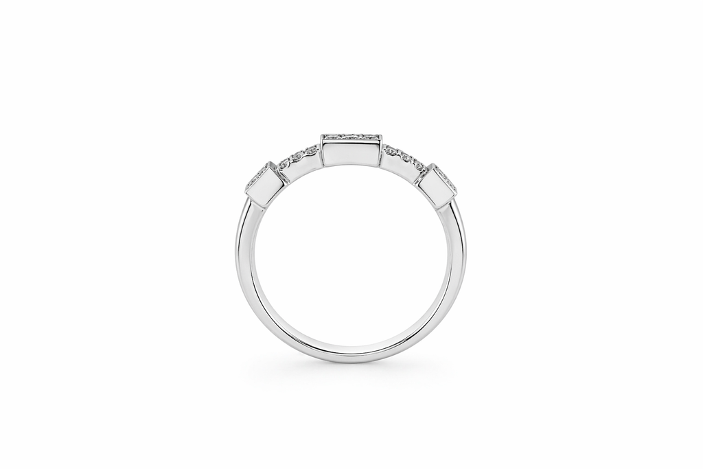Triple Square Diamond Link Ring