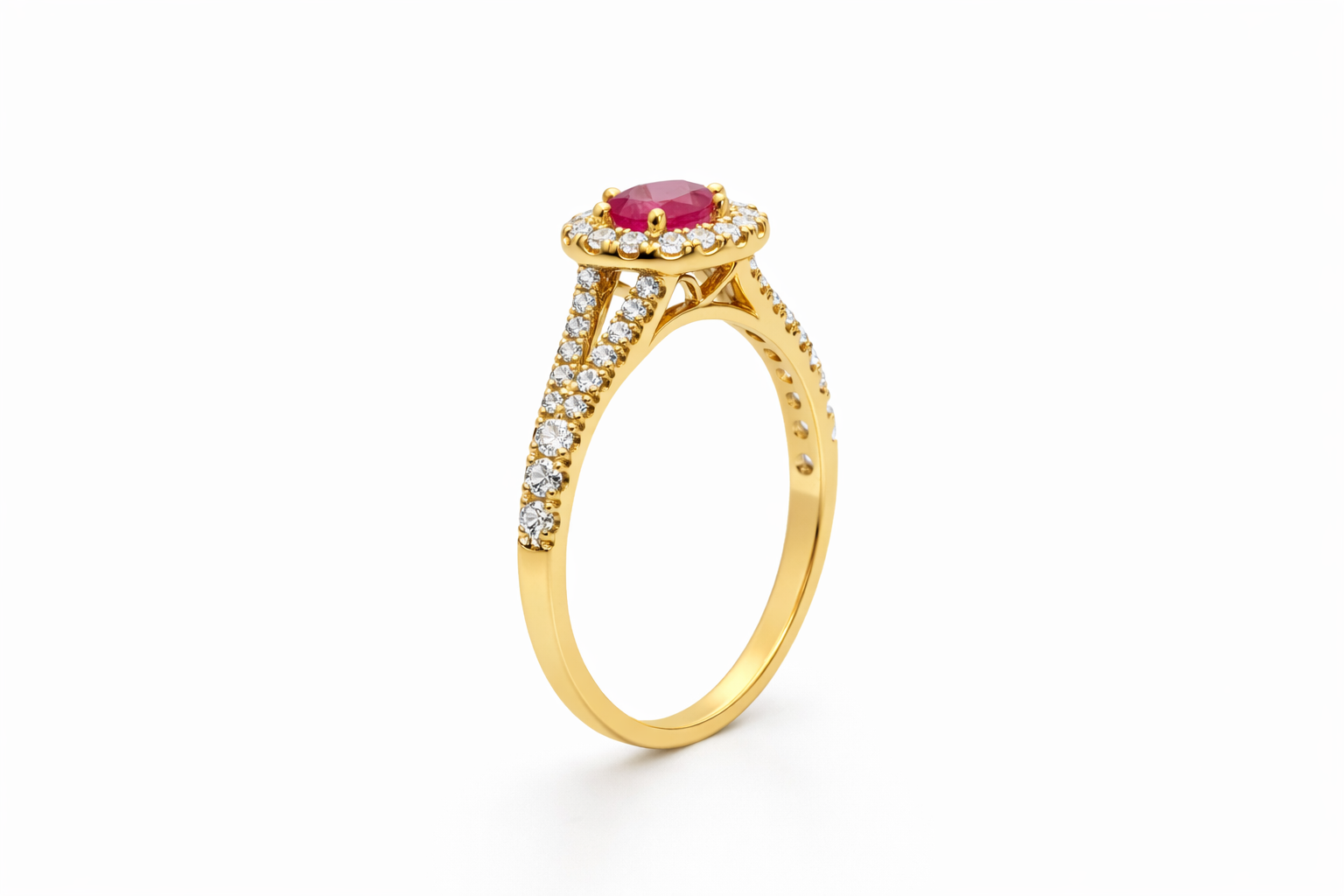 Roselle Split-Shank Ruby & Diamond Ring