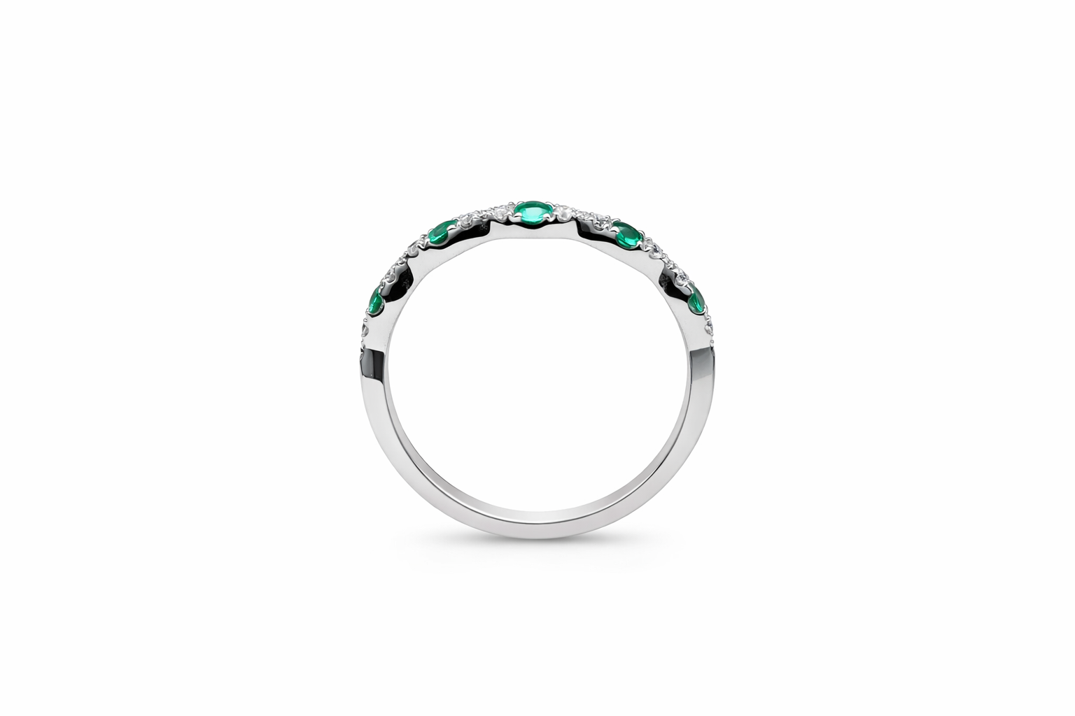 Verdelle Emerald & Diamond Wave Ring