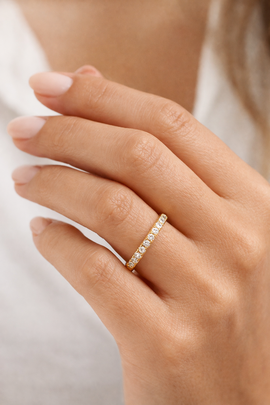 18K Yellow Gold Classic Diamond Half Eternity Ring