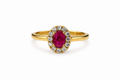 Roselle Petite Ruby & Diamond Halo Ring