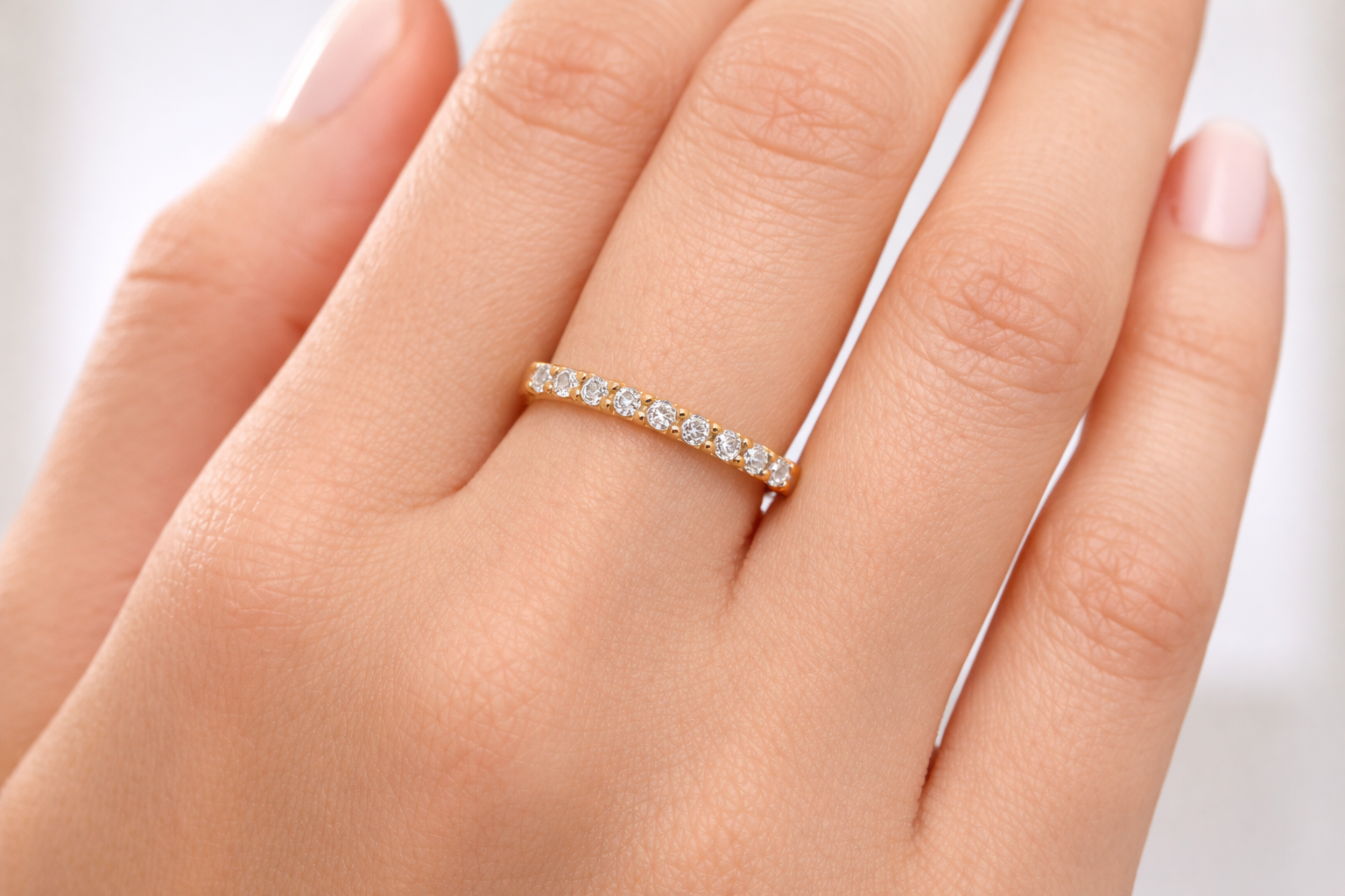 18K Yellow Gold Diamond Half Eternity Ring
