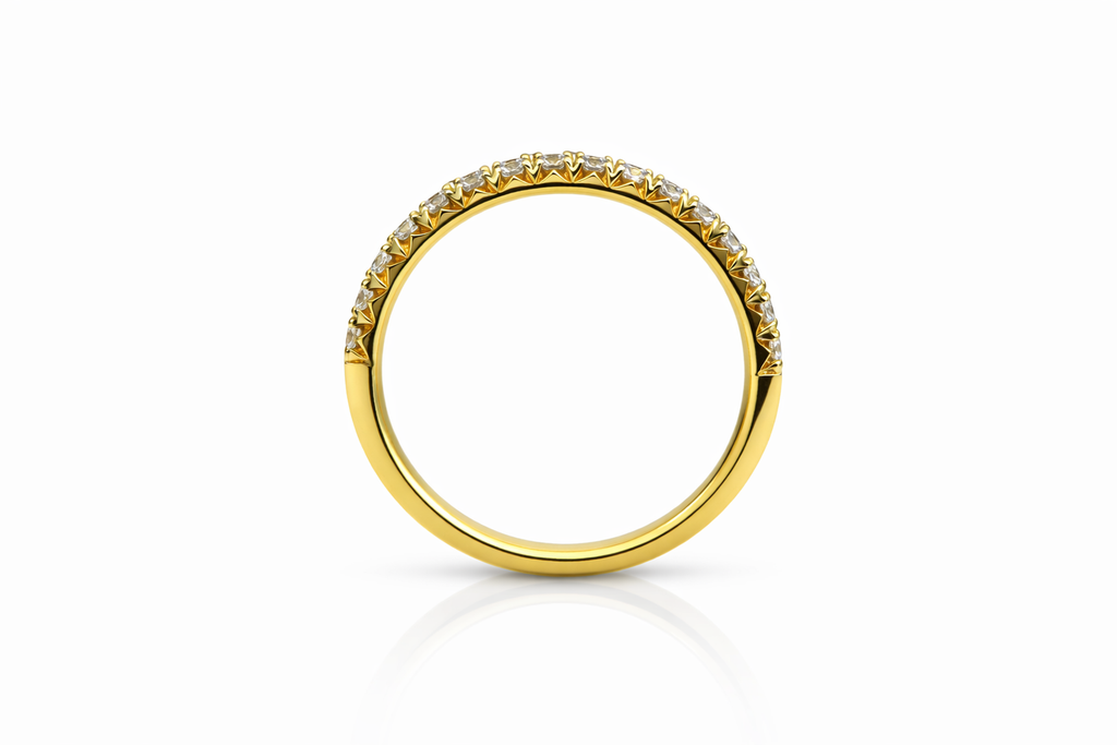 18K Yellow Gold Classic Diamond Half Eternity Ring