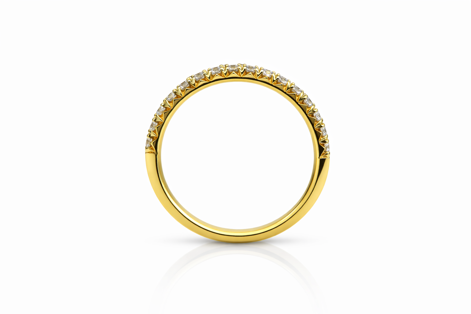 18K Yellow Gold Classic Diamond Half Eternity Ring