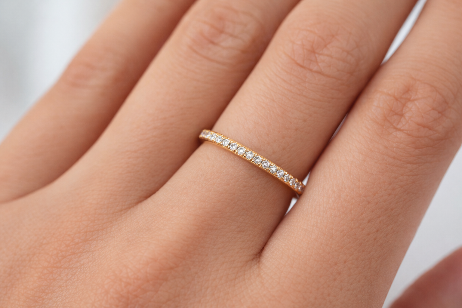 18K Yellow Gold Micro Pavé Diamond Band