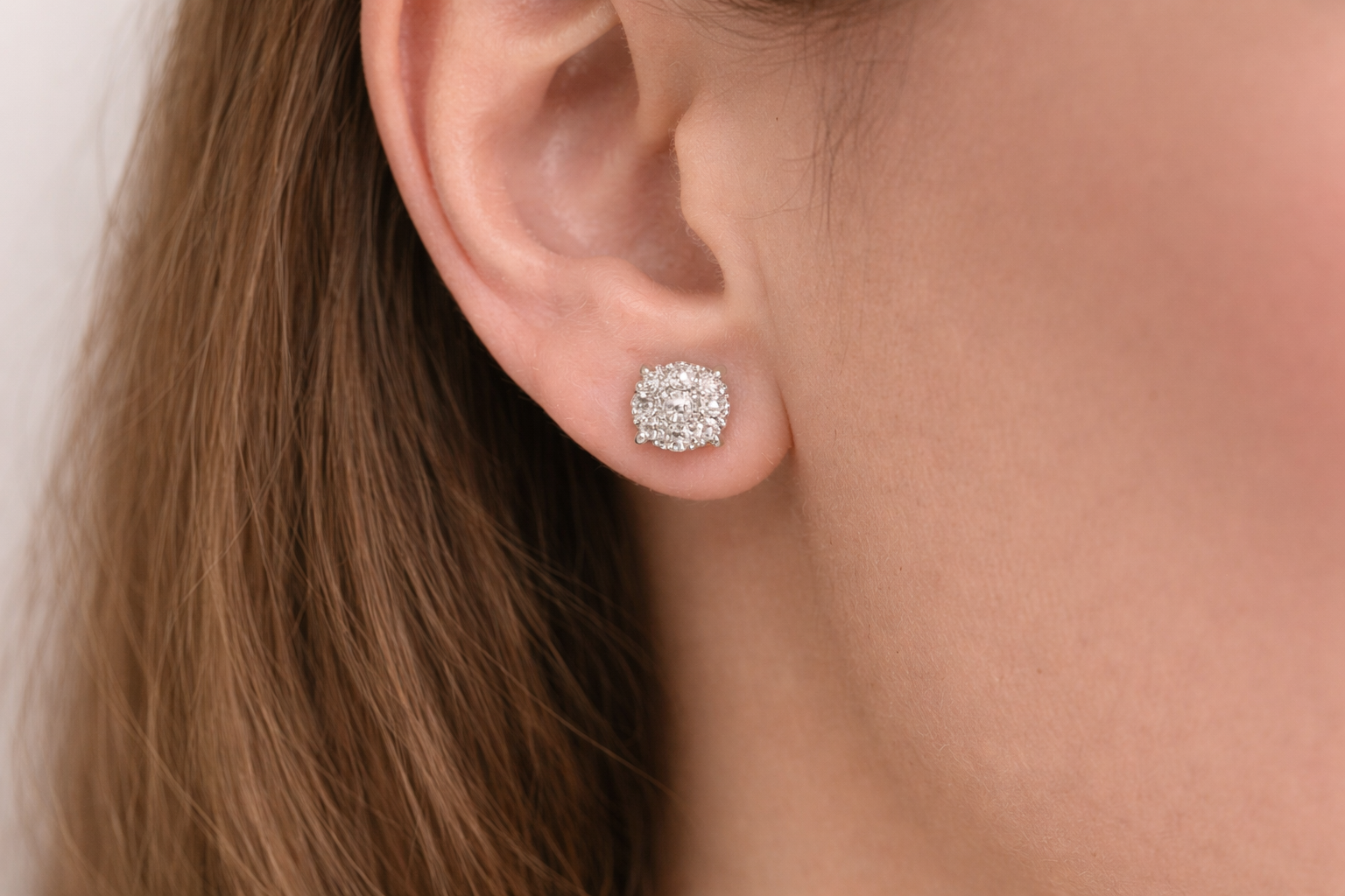 Rosette Cluster Diamond Stud Earrings