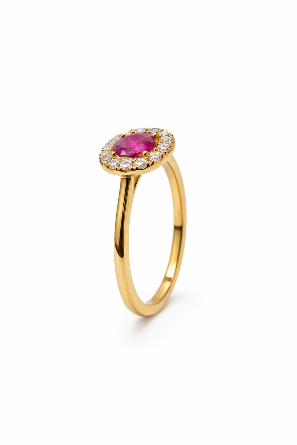 Roselle Petite Ruby & Diamond Halo Ring