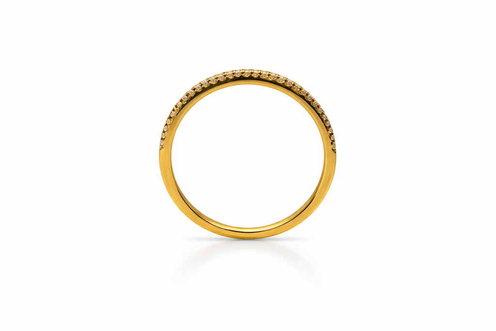 18K Yellow Gold Diamond Half Eternity Stackable Ring