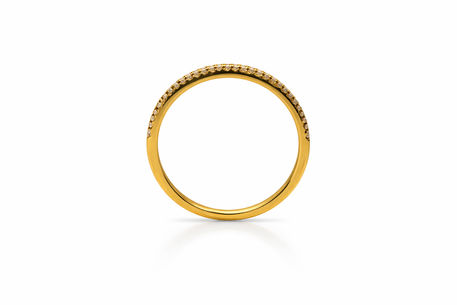 18K Yellow Gold Diamond Half Eternity Stackable Ring